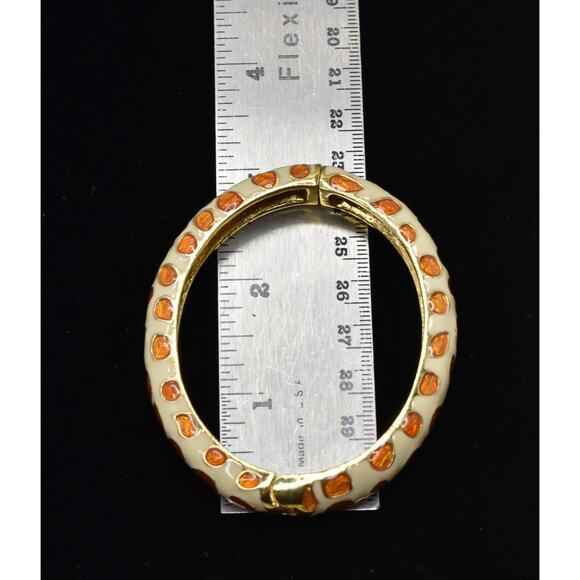 Kenneth Jay Lane 2006 Ivory & Gold Enamel Animal Print Bangle RARE!!! - Picture 6 of 9